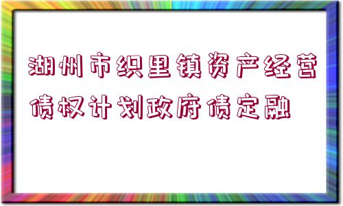 湖州市織里鎮(zhèn)資產(chǎn)經(jīng)營債權(quán)計劃政府債定融