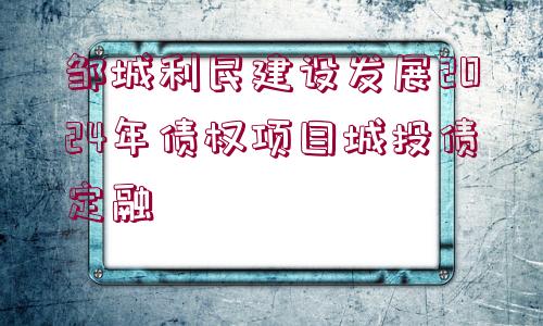 鄒城利民建設發(fā)展2024年債權項目城投債定融