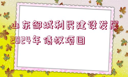 山東鄒城利民建設(shè)發(fā)展2024年債權(quán)項目