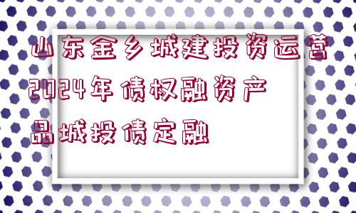 山東金鄉(xiāng)城建投資運(yùn)營2024年債權(quán)融資產(chǎn)品城投債定融