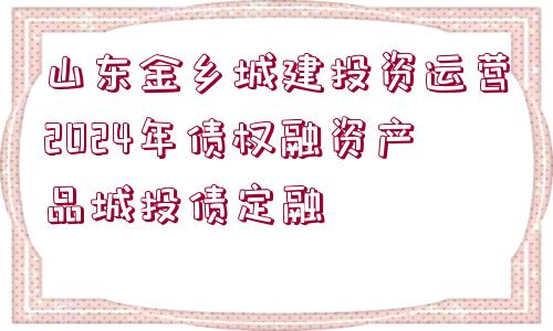 山東金鄉(xiāng)城建投資運營2024年債權融資產(chǎn)品城投債定融