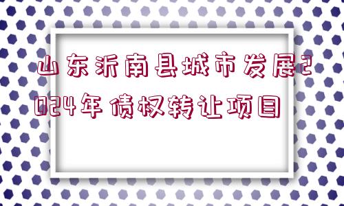 山東沂南縣城市發(fā)展2024年債權(quán)轉(zhuǎn)讓項(xiàng)目