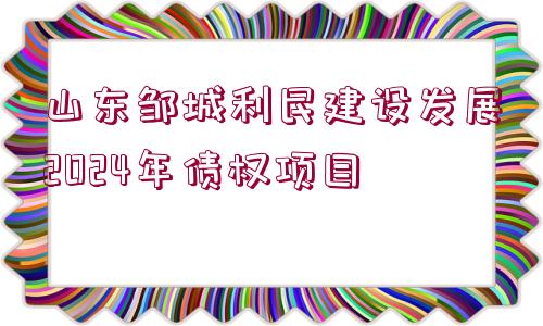 山東鄒城利民建設發(fā)展2024年債權項目