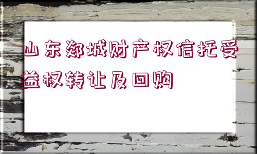 山東郯城財(cái)產(chǎn)權(quán)信托受益權(quán)轉(zhuǎn)讓及回購(gòu)