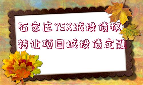 石家莊YSX城投債權(quán)轉(zhuǎn)讓項目城投債定融