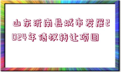 山東沂南縣城市發(fā)展2024年債權(quán)轉(zhuǎn)讓項(xiàng)目