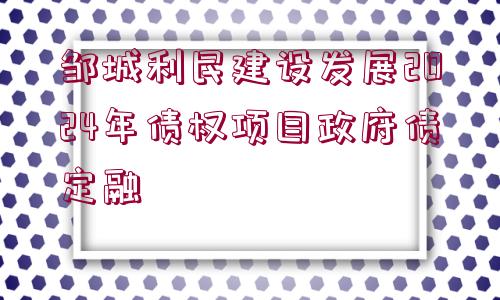 鄒城利民建設(shè)發(fā)展2024年債權(quán)項(xiàng)目政府債定融