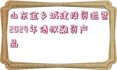 山東金鄉(xiāng)城建投資運(yùn)營2024年債權(quán)融資產(chǎn)品