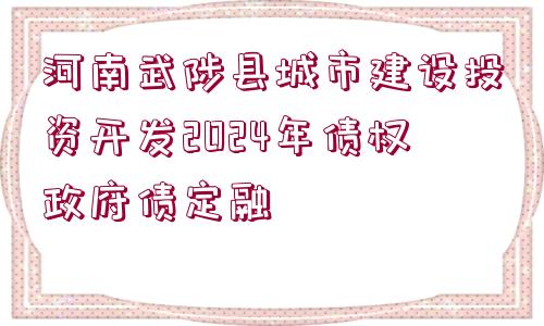 河南武陟縣城市建設(shè)投資開發(fā)2024年債權(quán)政府債定融