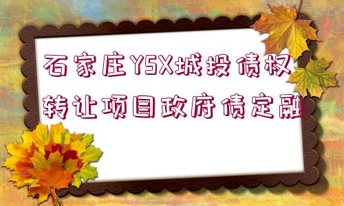 石家莊YSX城投債權(quán)轉(zhuǎn)讓項目政府債定融