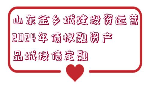 山東金鄉(xiāng)城建投資運營2024年債權融資產品城投債定融