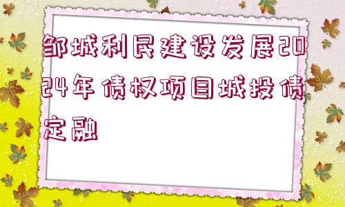 鄒城利民建設發(fā)展2024年債權項目城投債定融