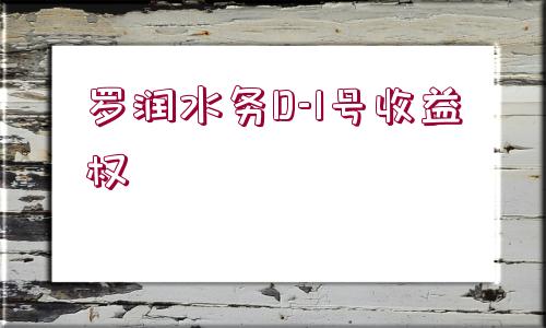 羅潤水務(wù)D-1號收益權(quán)