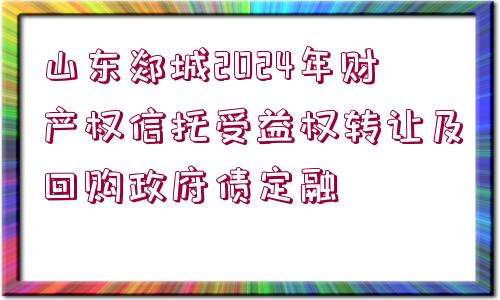 山東郯城2024年財(cái)產(chǎn)權(quán)信托受益權(quán)轉(zhuǎn)讓及回購政府債定融