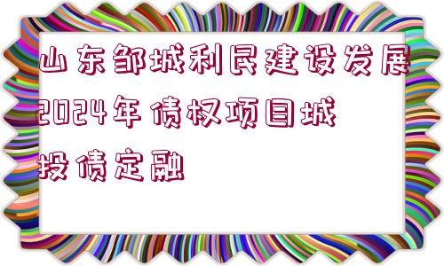 山東鄒城利民建設(shè)發(fā)展2024年債權(quán)項目城投債定融