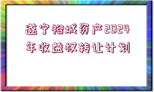 遂寧裕城資產(chǎn)2024年收益權(quán)轉(zhuǎn)讓計(jì)劃