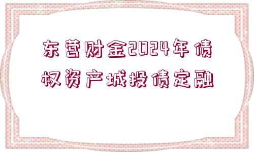 東營(yíng)財(cái)金2024年債權(quán)資產(chǎn)城投債定融