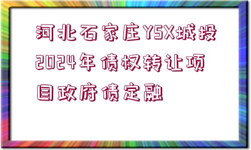 河北石家莊YSX城投2024年債權(quán)轉(zhuǎn)讓項(xiàng)目政府債定融