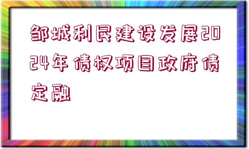 鄒城利民建設(shè)發(fā)展2024年債權(quán)項(xiàng)目政府債定融