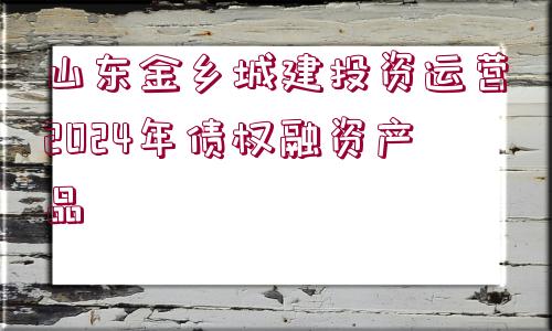 山東金鄉(xiāng)城建投資運營2024年債權(quán)融資產(chǎn)品