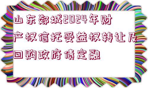 山東郯城2024年財產權信托受益權轉讓及回購政府債定融