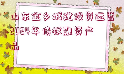 山東金鄉(xiāng)城建投資運營2024年債權(quán)融資產(chǎn)品