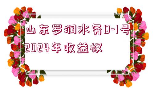 山東羅潤水務(wù)D-1號(hào)2024年收益權(quán)