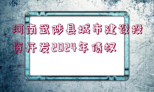 河南武陟縣城市建設投資開發(fā)2024年債權