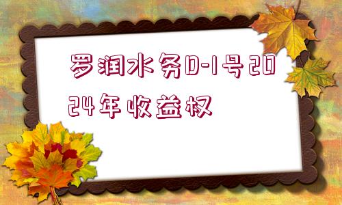 羅潤水務(wù)D-1號(hào)2024年收益權(quán)