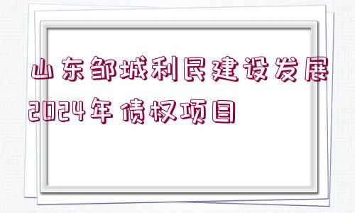 山東鄒城利民建設(shè)發(fā)展2024年債權(quán)項目