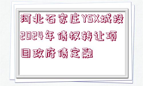 河北石家莊YSX城投2024年債權轉讓項目政府債定融