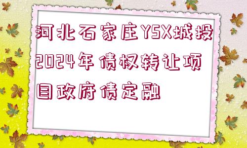 河北石家莊YSX城投2024年債權轉讓項目政府債定融