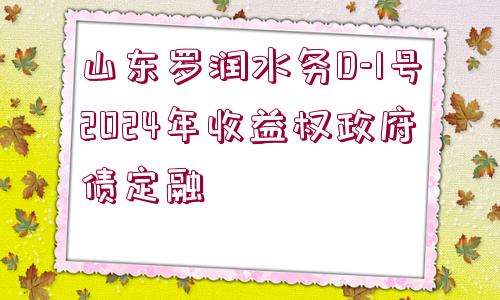 山東羅潤(rùn)水務(wù)D-1號(hào)2024年收益權(quán)政府債定融