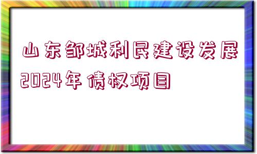 山東鄒城利民建設(shè)發(fā)展2024年債權(quán)項(xiàng)目