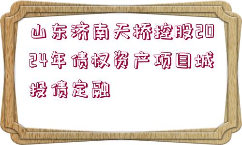 山東濟南天橋控股2024年債權(quán)資產(chǎn)項目城投債定融