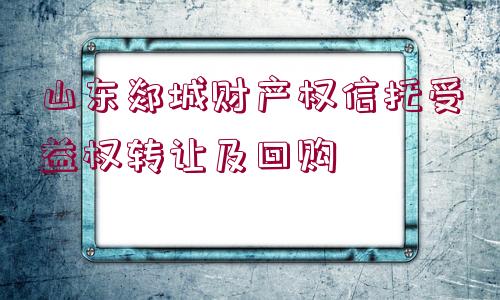 山東郯城財(cái)產(chǎn)權(quán)信托受益權(quán)轉(zhuǎn)讓及回購