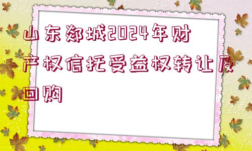 山東郯城2024年財(cái)產(chǎn)權(quán)信托受益權(quán)轉(zhuǎn)讓及回購(gòu)