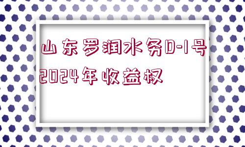 山東羅潤水務(wù)D-1號(hào)2024年收益權(quán)