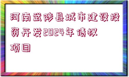 河南武陟縣城市建設(shè)投資開發(fā)2024年債權(quán)項(xiàng)目