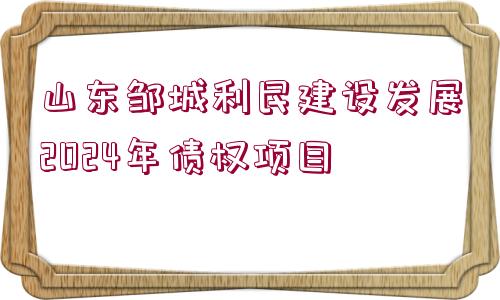 山東鄒城利民建設發(fā)展2024年債權項目