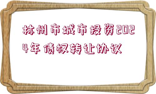 林州市城市投資2024年債權(quán)轉(zhuǎn)讓協(xié)議