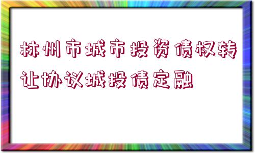 林州市城市投資債權轉讓協(xié)議城投債定融