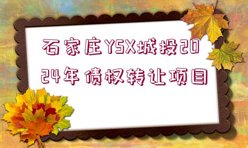 石家莊YSX城投2024年債權(quán)轉(zhuǎn)讓項(xiàng)目