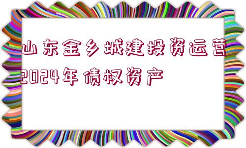 山東金鄉(xiāng)城建投資運(yùn)營(yíng)2024年債權(quán)資產(chǎn)