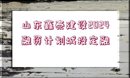 山東鑫泰建設(shè)2024融資計(jì)劃城投定融