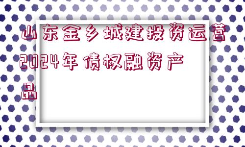 山東金鄉(xiāng)城建投資運(yùn)營(yíng)2024年債權(quán)融資產(chǎn)品