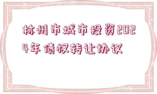 林州市城市投資2024年債權(quán)轉(zhuǎn)讓協(xié)議