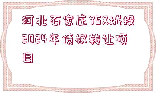 河北石家莊YSX城投2024年債權(quán)轉(zhuǎn)讓項目