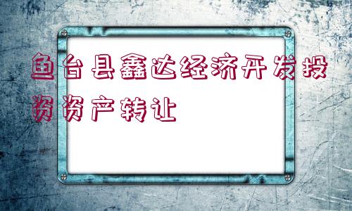 魚臺縣鑫達(dá)經(jīng)濟(jì)開發(fā)投資資產(chǎn)轉(zhuǎn)讓