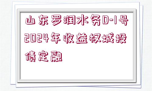 山東羅潤水務D-1號2024年收益權城投債定融